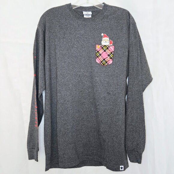 SIMPLY SOUTHERN Shirt Christmas Santa Jolly Graphic Grey Long Sleeve Women Large - Picture 1 of 11